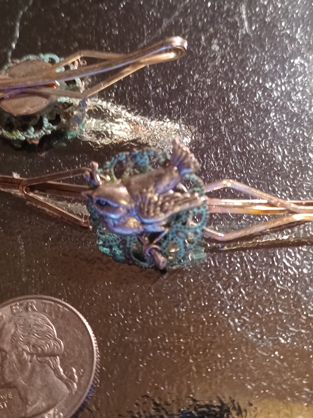 Vintage-Inspired Blue Green Bird Hair Clip - Women Jewelry